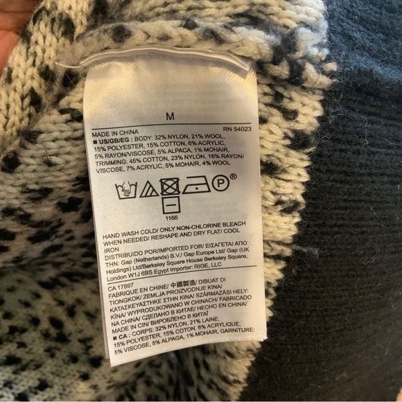 Banana Republic Landscape Long Black Grey Cream Open Front Cardigan Size Medium - Picture 13 of 15